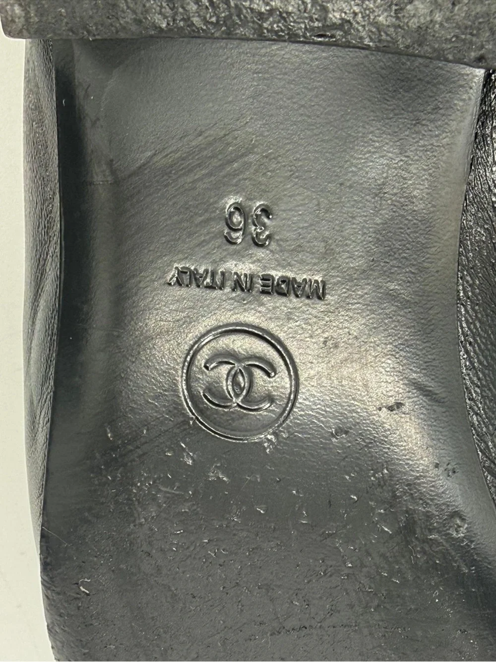 Chanel Loafers Black Leather Moccasins Size EUR 36
